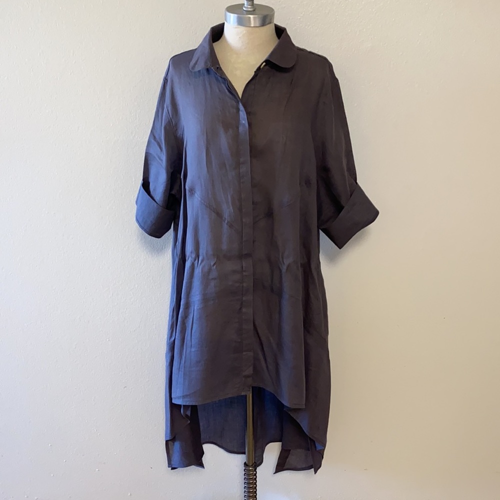 Cheyenne Gray Hi-Low button Down Kimono 1X